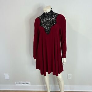 ASOS Deep burgundy Midi Dress with Black Lace Detail❤️6